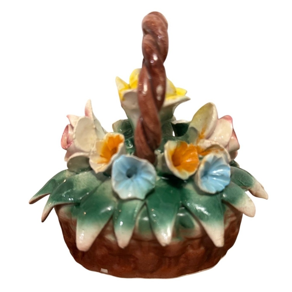 Capodimonte Italy Ceramic Flower Basket Decoration